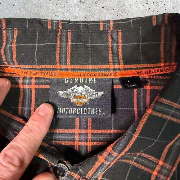 Harley-Davidson Genuine Motor Clothes Performance Plaid Shirt Men’s Size Large - Picture 3 of 14